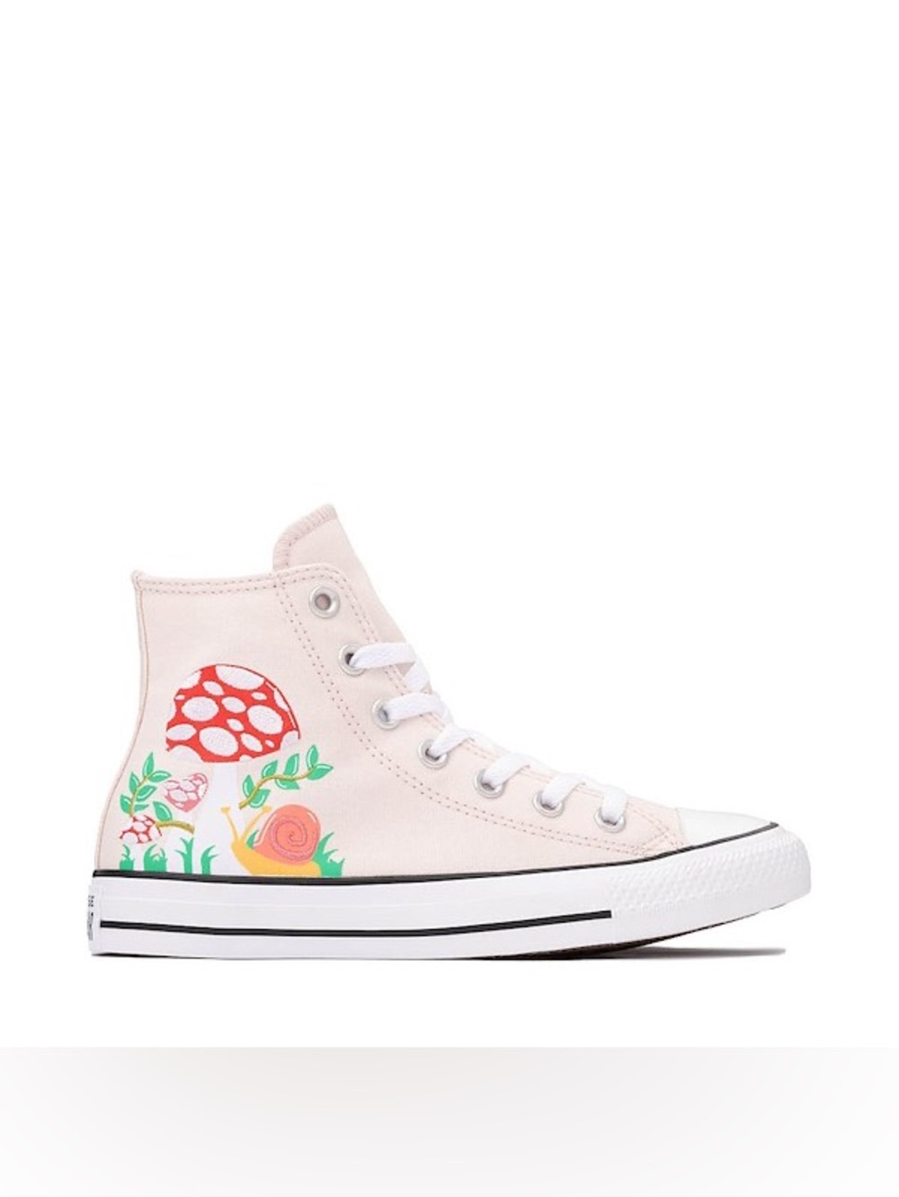 Converse Kids High-Top Sneakers in Light Pink with Garden Mushroom Print